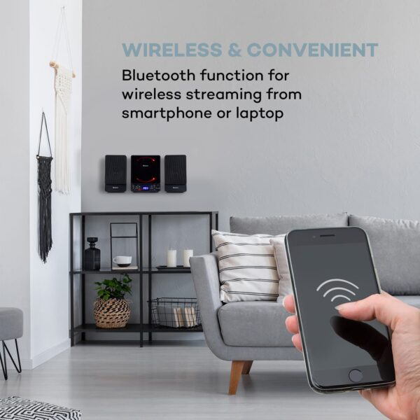 Auna Microstar, mikrosystém, vertikálny systém, CD prehrávač, bluetooth, USB port, diaľkový ovládač - Image 2