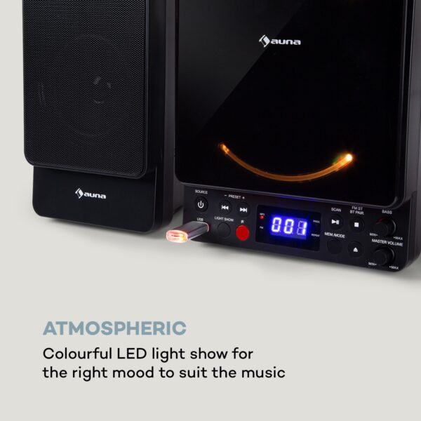 Auna Microstar, mikrosystém, vertikálny systém, CD prehrávač, bluetooth, USB port, diaľkový ovládač - Image 3