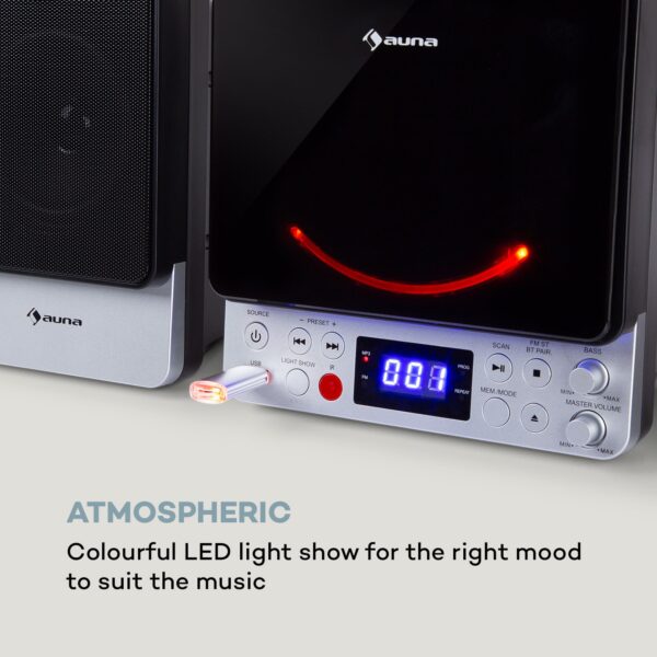 Auna Microstar, mikrosystém, vertikálny systém, CD prehrávač, bluetooth, USB port, diaľkový ovládač - Image 3