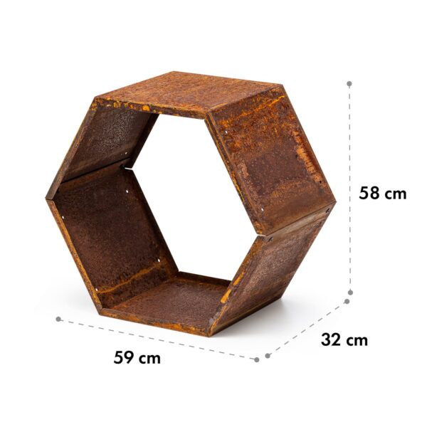 Blumfeldt Hexawood Rust, stojan na drevo, šesťuholníkový tvar, 50,2 × 58 × 32 cm - Image 3
