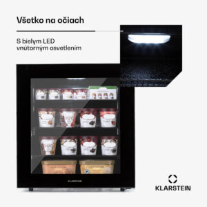 Klarstein IceAge 88, mraznička, 88 l, energet. trieda E, 2 úrovne, termostat, sklenená predná časť