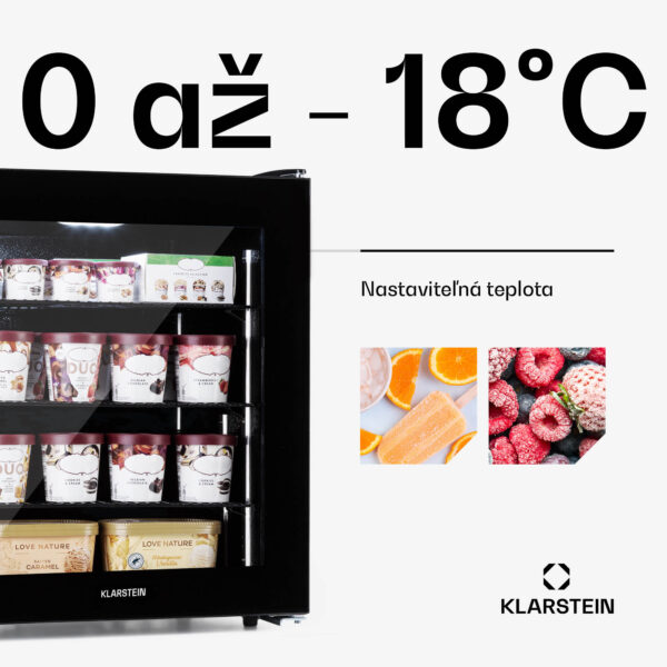 Klarstein IceAge 88, mraznička, 88 l, energet. trieda E, 2 úrovne, termostat, sklenená predná časť - Image 2