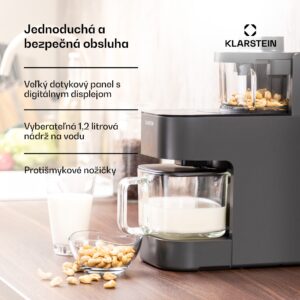 Klarstein Marcia, výrobník rastlinného mlieka, 300 – 1200 ml, 360°, dotykové ovládanie, odnímateľný zásobník na vodu