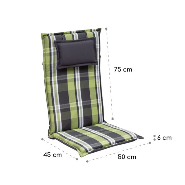 Blumfeldt Donau, poduška, čalúnenie na stoličku, vysoké operadlo, záhradná stolička, polyester, 50 x 120 x 6 cm, 4 x poduška - Image 2