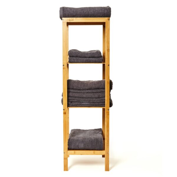 Blumfeldt Regál, viacúčelový regál, 4 úrovne, 34 × 110 × 33 cm (Š × V × H), kombinovateľný, bambus