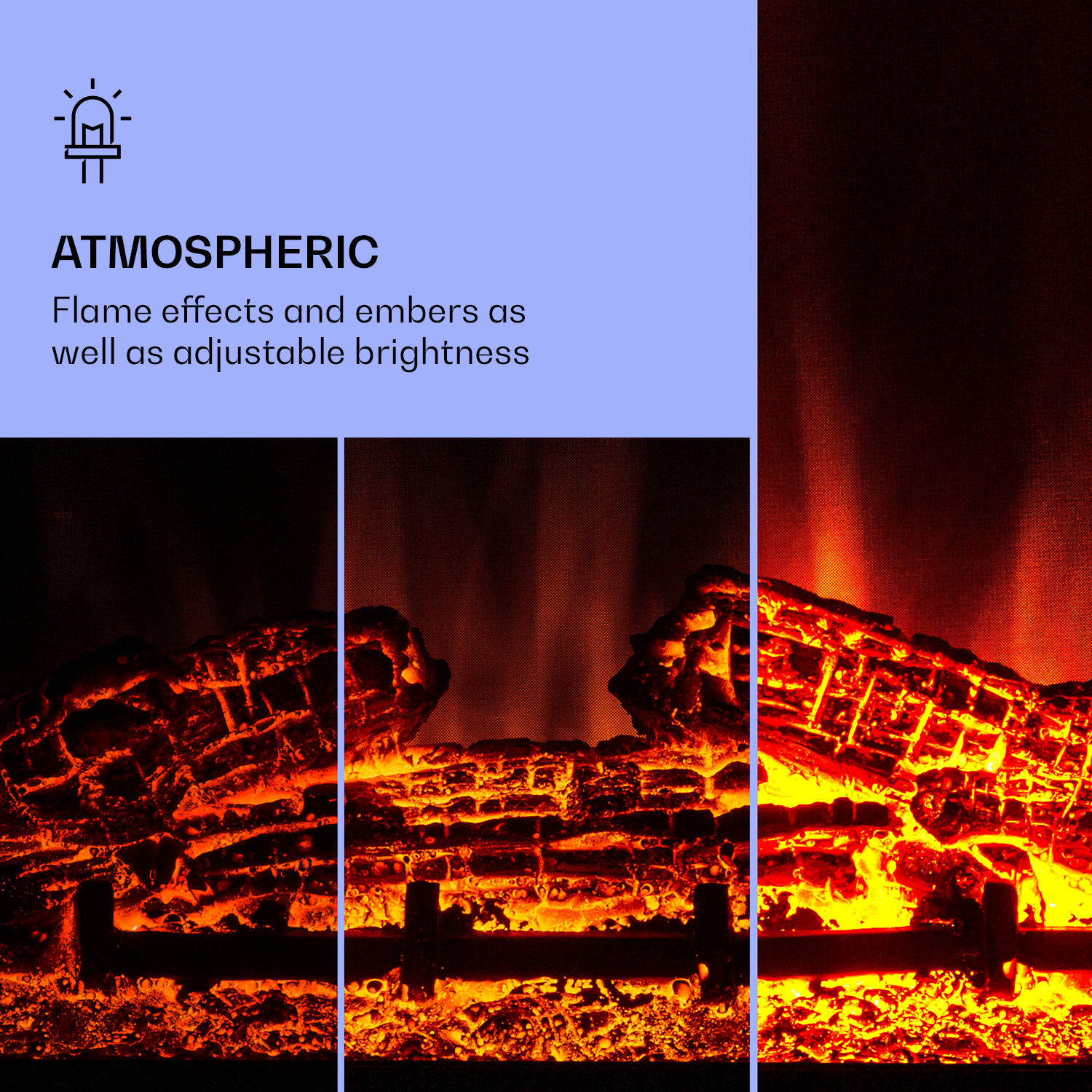 Klarstein Studio 10 Arc, elektrický krb, 1800 W, LED plamene, ventilátor, diaľkové ovládanie