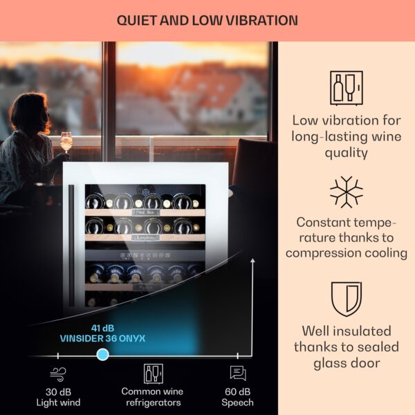Klarstein Vinsider 36 Quartz Edition, vinotéka, 85 l, 5-22°C, 2 zóny