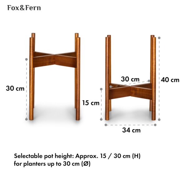 Fox & Fern Zeist, stojan na rastliny, 2 výšky, kombinovateľný, zásuvný dizajn, prírodný - Image 3