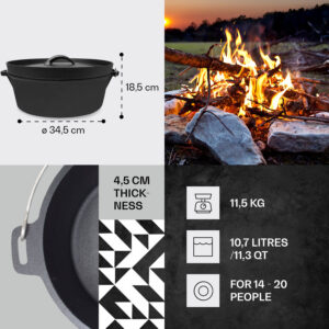 Klarstein Galloway, liatinový hrniec, 11.3 barbecue hrniec, liatina, žíhaný, veľkosť XL/10,7 l
