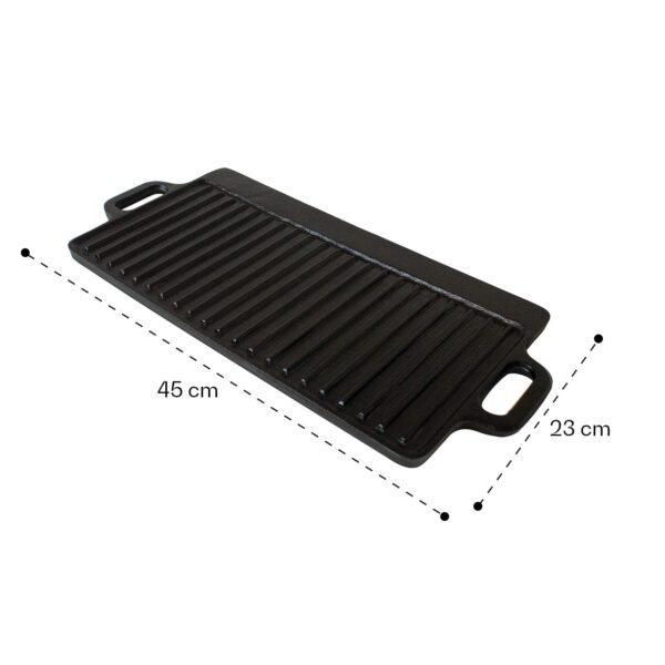 Klarstein Canadienne, barbecue grilovacia platňa, obojstranná platňa 2 v 1, 45 × 1,5 × 23 cm, liatina - Image 2