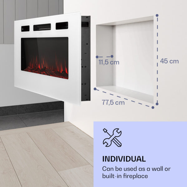 Klarstein Galeras, elektrický nástenný a vstavaný krb, 1800 W, LED, 3 farby, časovač - Image 2