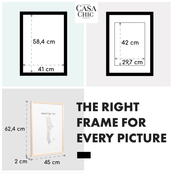 Casa Chic Edinburgh, rám na obrázky, obdĺžnikový, A2 fotky 58,4 x 41 cm, pasparta, pravé drevo - Image 2