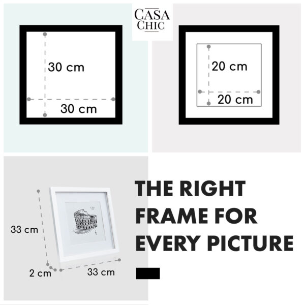 Casa Chic Everton, rám na obrázky, štvorcový, fotky 20 x 20 cm, pasparta, sklo - Image 2