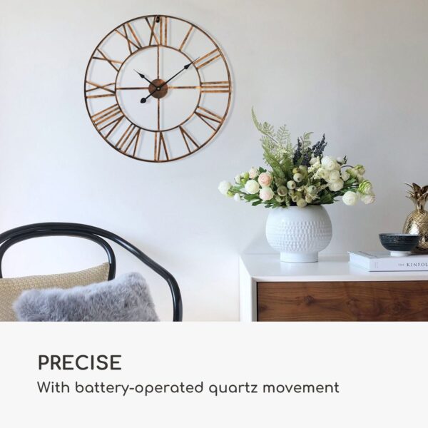 Casa Chic Queensway 60 Nástenné hodiny, kovový rám, tiché, Ø 60 cm - Image 2