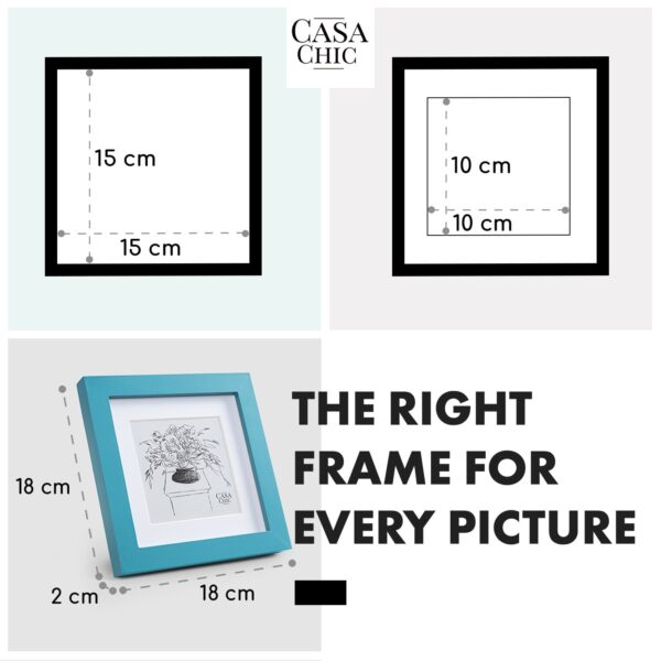 Casa Chic Clapton, rám na obrázky, štvorcový, fotky 15 x 15 cm, pasparta, sklo - Image 2