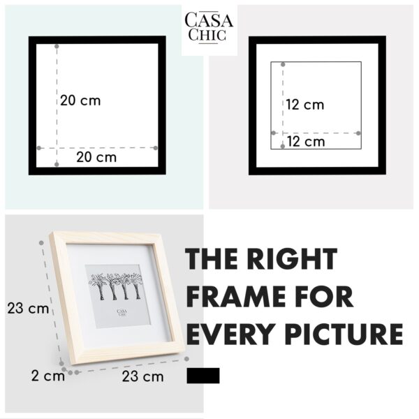 Casa Chic York, obrazový rám, štvorcový, 20 × 20 cm fotky, pasparta, sklo - Image 2