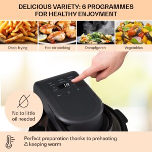 Klarstein Vendure, teplovzdušná fritéza s parnou funkciou, 1250 W, 5 l, 6 programov