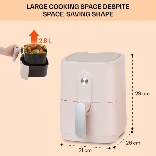 Klarstein Crisp-Pro, teplovzdušná fritéza, 1400 W, 2,8 l, 8 programov, časovač, nehrdzavejúca oceľ - Image 3