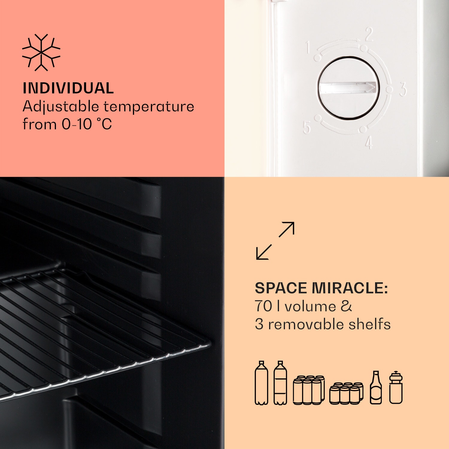 Klarstein PopLife 48, chladnička na nápoje, 0-10°C, retro dizajn