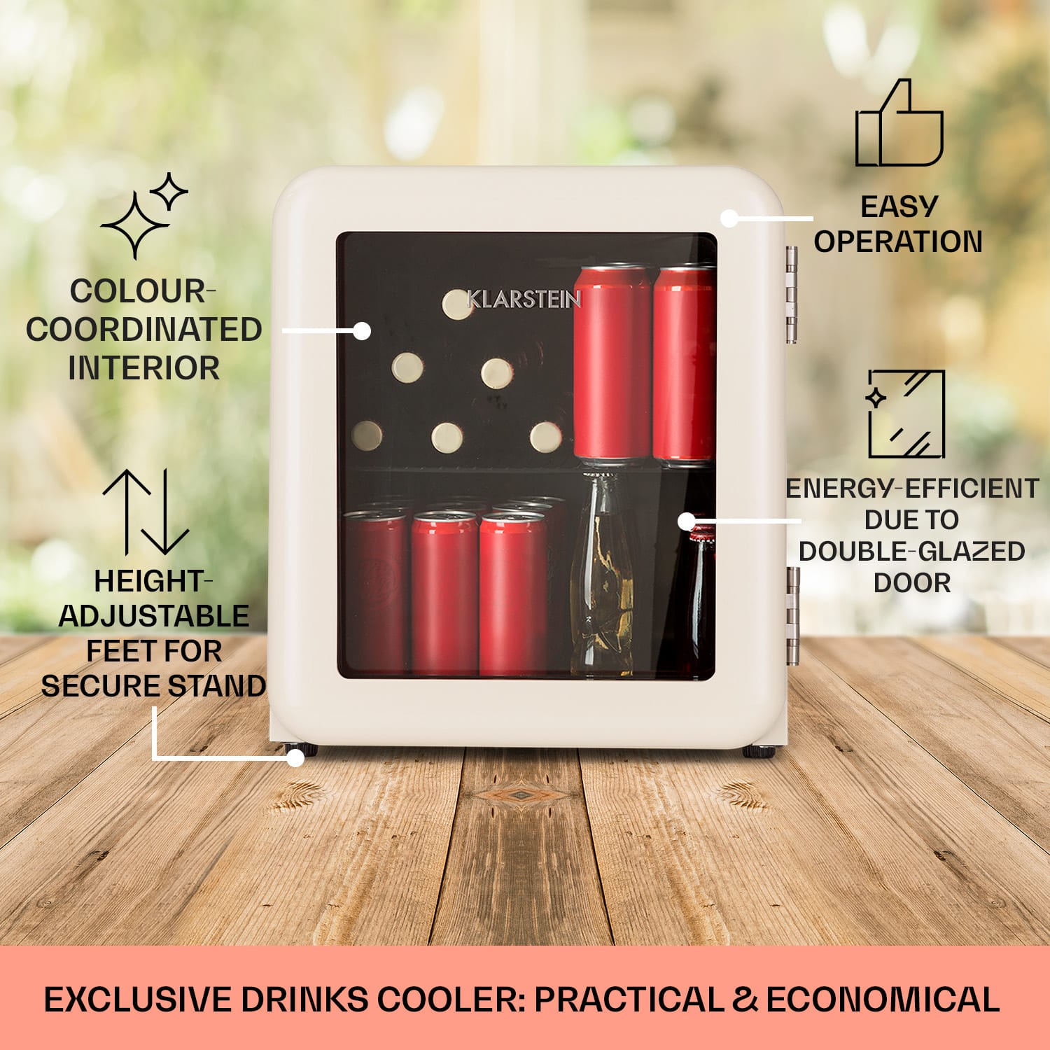 Klarstein PopLife 48, chladnička na nápoje, 0-10°C, retro dizajn - Image 2