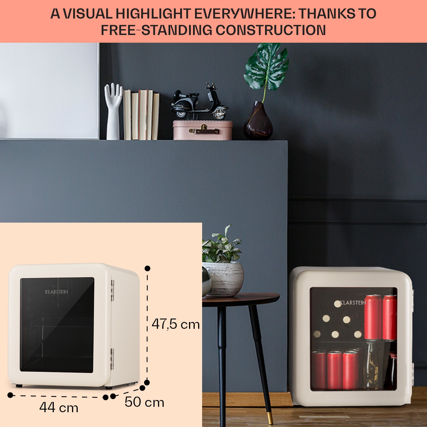 Klarstein PopLife 48, chladnička na nápoje, 0-10°C, retro dizajn - Image 3