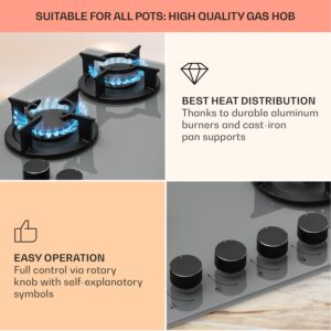 Klarstein Firetale, plynová varná doska, 4 hliníkové horáky, vrátane hadice a redukčného ventilu
