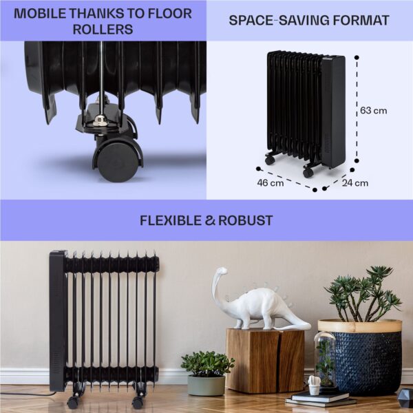 Sanford Smart, olejový radiátor, 2500 W, týždenný časovač, LED displej, dotykový panel, Klarstein aplikácia - Image 3
