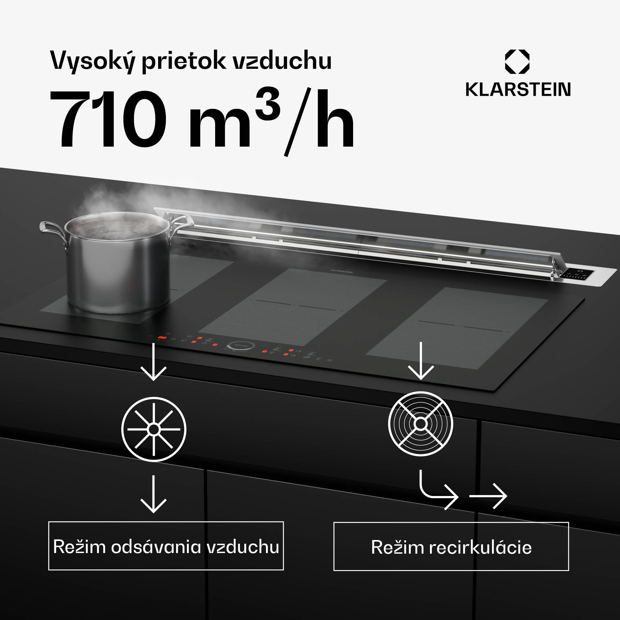 Klarstein Brisa, digestor 90 cm, výsuvný, nehrdzavejúca oceľ, 710 m³/h, A+