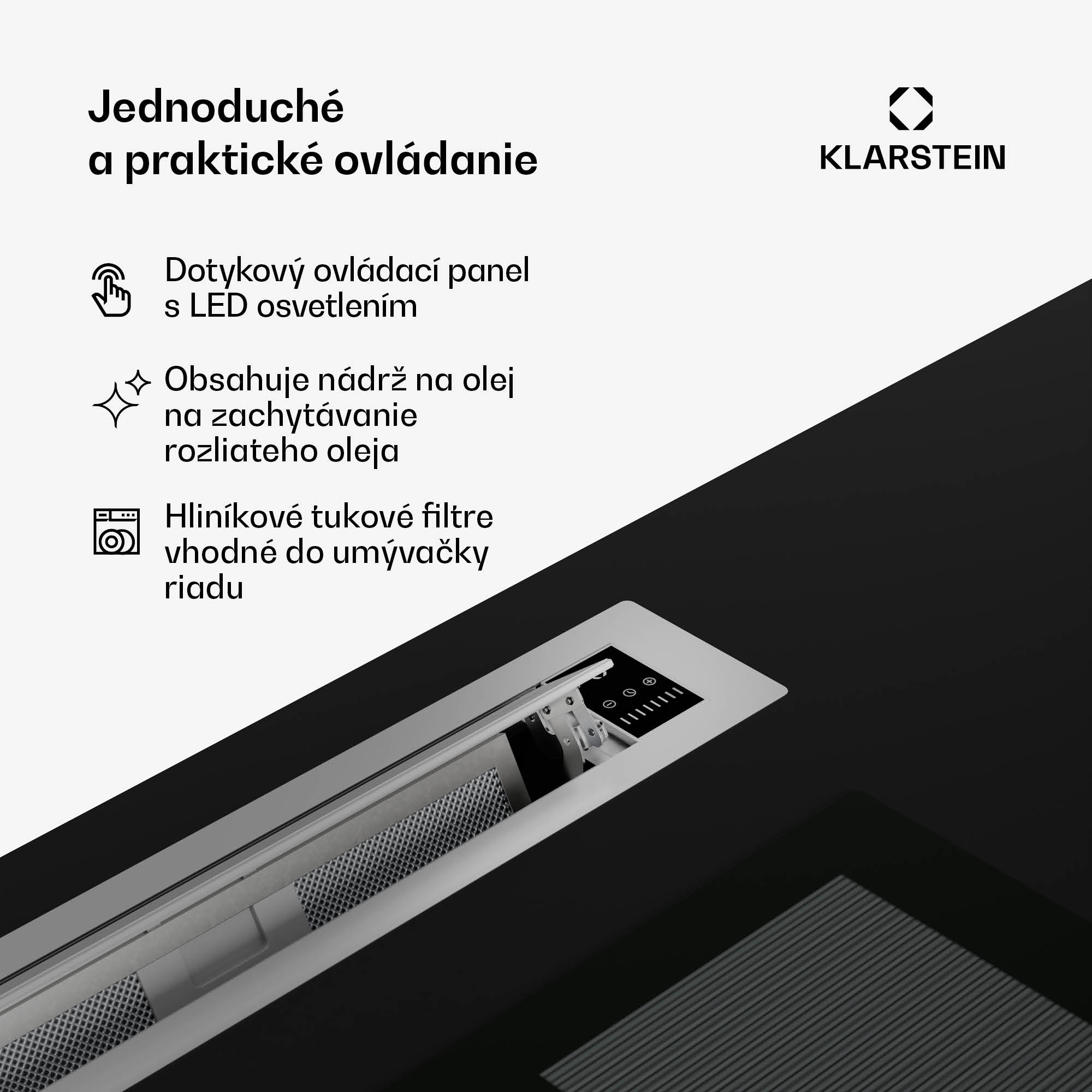 Klarstein Brisa, digestor 90 cm, výsuvný, nehrdzavejúca oceľ, 710 m³/h, A+ – Obrázok 2
