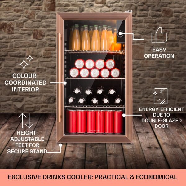 Klarstein Beersafe XXL, chladnička, 80 l, 3 police, energet. trieda E, panoramatické sklenené dvierka - Image 3