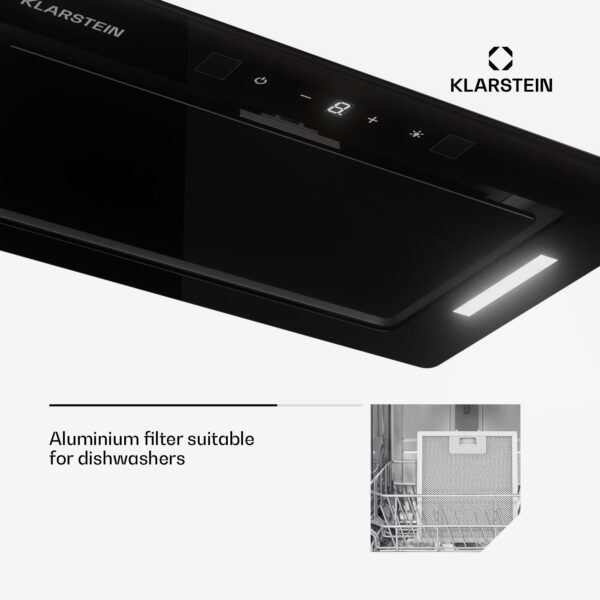 Klarstein Hektor Eco, digestor, 52 cm, 466 m³/h, dotykové ovládanie, sklo - Image 3