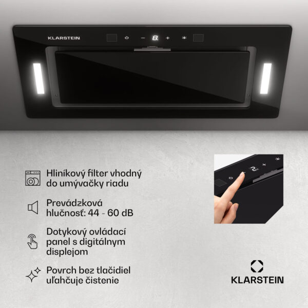 Klarstein Hektor Eco, digestor, 72 cm, 466 m³/h, dotykové ovládanie, sklo - Image 2