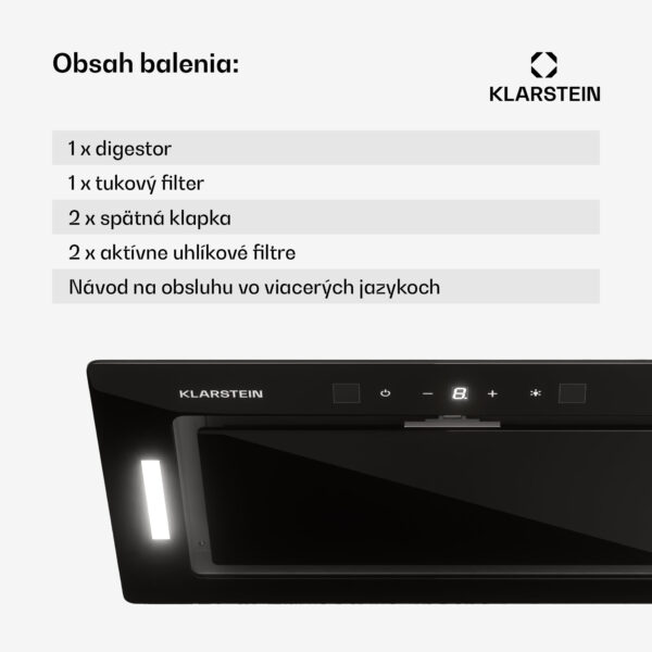 Klarstein Hektor Eco, digestor, 72 cm, 466 m³/h, dotykové ovládanie, sklo - Image 3