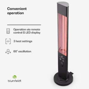 Blumfeldt Heat Guru Plus 3000, vonkajší i vnútorný sálavý ohrievač, 3000W, 3 úrovne ohrevu, diaľkové ovládanie