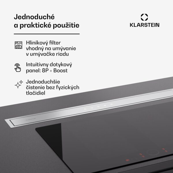 Klarstein Royal Flush Eco 90, digestor, 90 cm, 604 m³/h, EEK A++, vrátane filtrov s aktívnym uhlím - Image 2