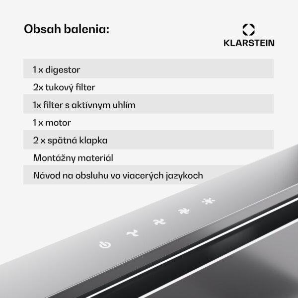 Klarstein Royal Flush Eco 90, digestor, 90 cm, 604 m³/h, EEK A++, vrátane filtrov s aktívnym uhlím - Image 3