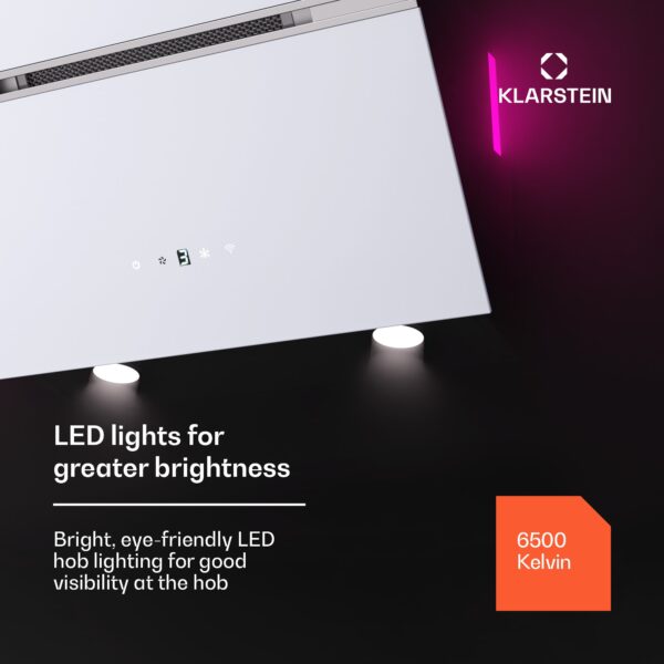 Klarstein Alina 3.0 60 Smart, digestor, 60 cm, 600 m³/h, LED displej, ambientné osvetlenie, WiFi