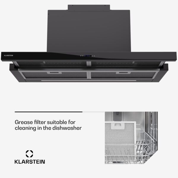 Klarstein Mariana Neo 90, plochý digestor, 90 cm, 640 m³/h, odsávanie vzduchu, LED - Image 3