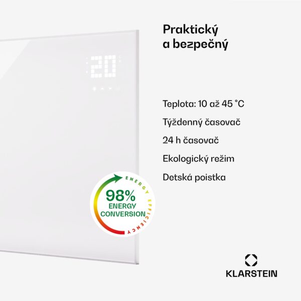 Klarstein Wonderwall Smart Bornholm, infražiarič, 120 x 80 cm, 980 W, aplikácia - Image 2