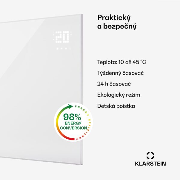 Klarstein Wonderwall Smart Bornholm, infražiarič, 125 x 100 cm, 1200 W, aplikácia - Image 2