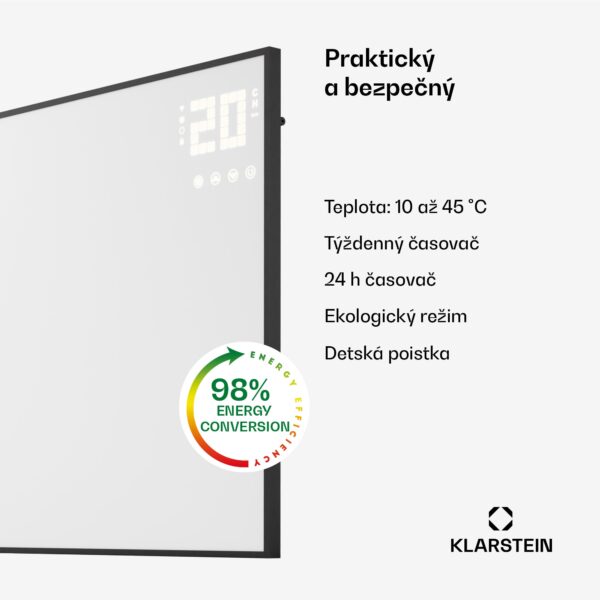 Klarstein Wonderwall Smart Bornholm, infražiarič, 120 x 60 cm, 770 W, aplikácia - Image 2