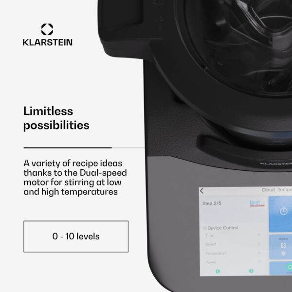 Klarstein Aria Grande Smart, kuchynský robot, 1700 W, 4,7 l, ovládanie cez aplikáciu, parný nástavec, 7' TFT displej