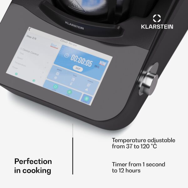 Klarstein Aria Grande Smart, kuchynský robot, 1700 W, 4,7 l, ovládanie cez aplikáciu, parný nástavec, 7' TFT displej - Image 3