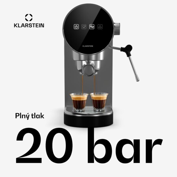 Klarstein Furore, pákový kávovar, 1380 W, 20 bar, digitálny displej, 2 šálky, kompaktný, nehrdzavejúca oceľ - Image 2
