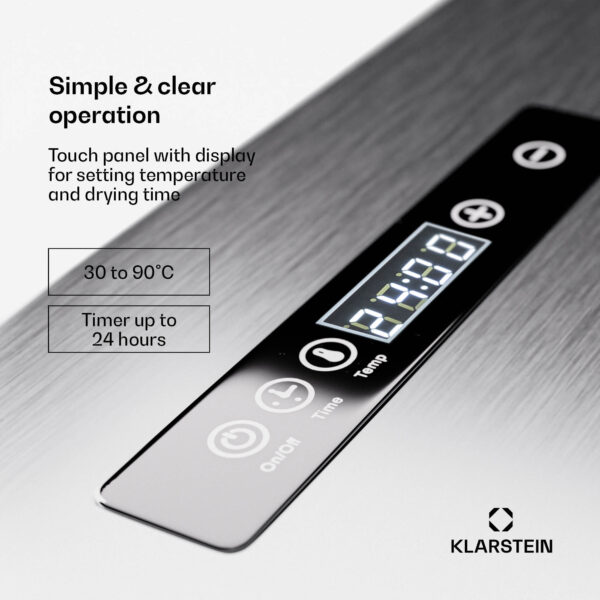 Klarstein Captain Jerky 160, sušička potravín, 1500 W, 30-90 °C, 24-hod. časovač, nehrdzavejúca oceľ - Image 2