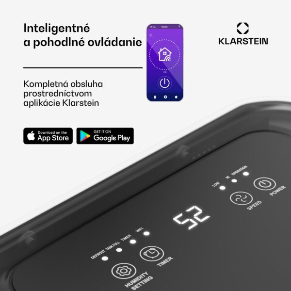 Klarstein CircleDry Smart 16 L odvlhčovač vzduchu, 16 L/deň, 290 W, 32 m², WiFi, časovač, filter - Image 3