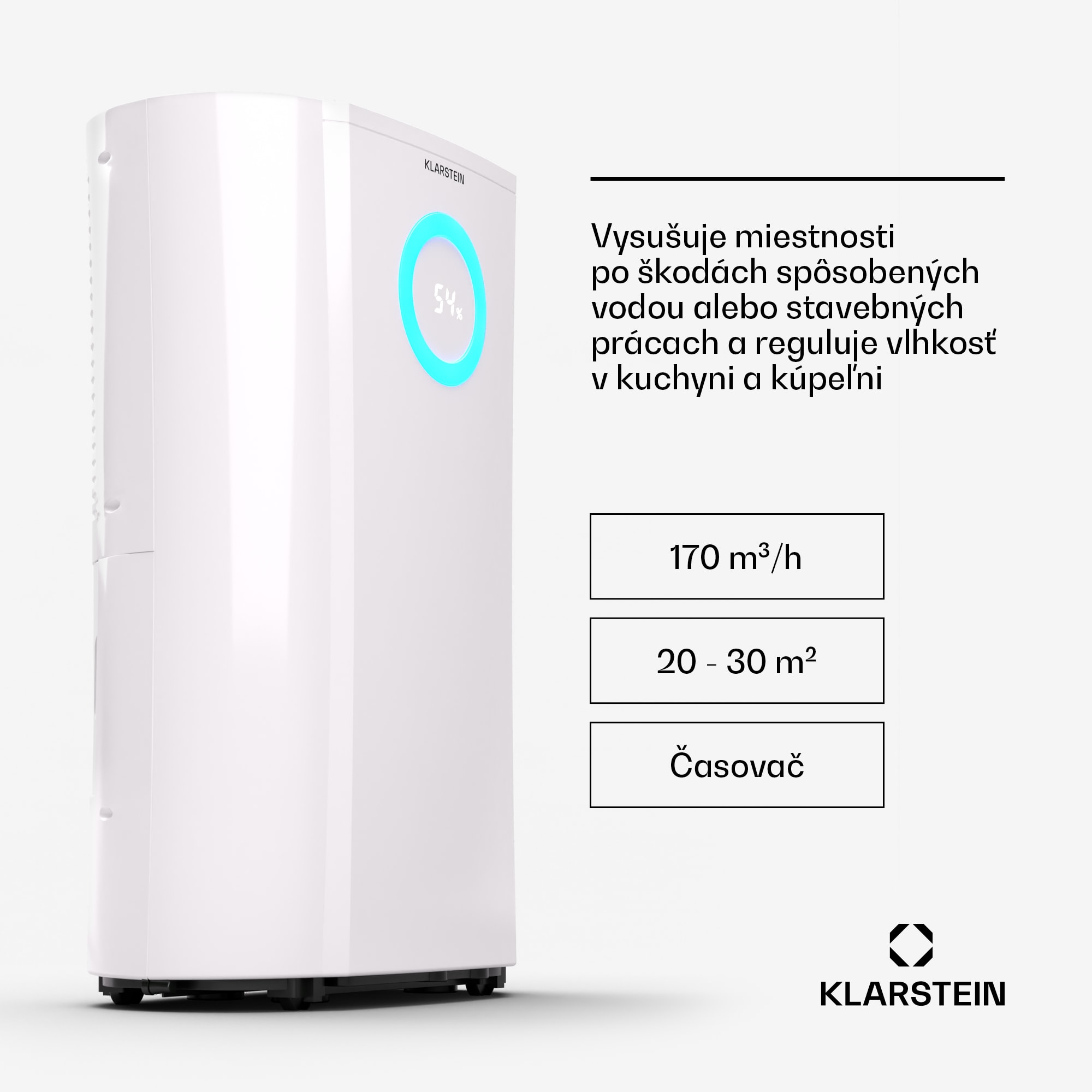 Klarstein DryFy Pro Connect 20 Smart, odvlhčovač, WiFi, kompresia, 20l/d, 35-50m²