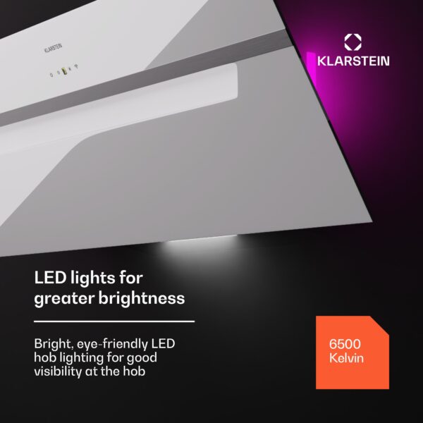 Klarstein BigBite 90 Smart, digestor, 90 cm, 305 m³/h, LED displej, sklenená predná časť, ovládanie aplikáciou