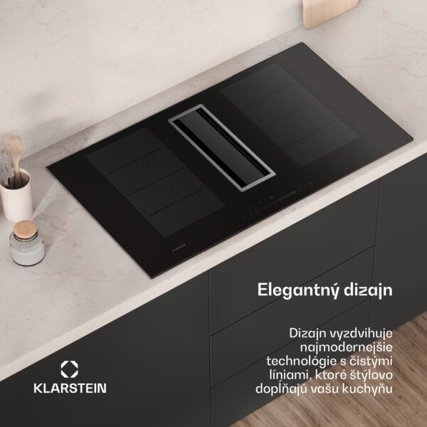 Klarstein Chef-Fusion Down Air System, indukčný sporák + DownAir digestor, 90 cm, 600 m³/h, EEC A+