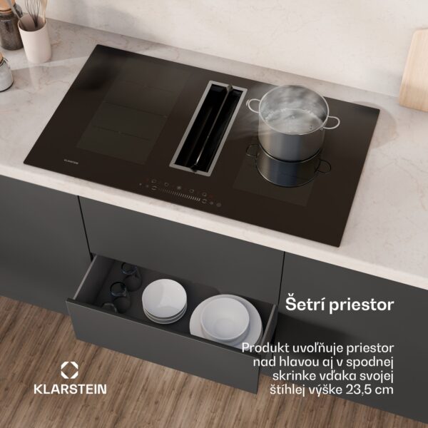 Klarstein Chef-Fusion Down Air System, indukčný sporák + DownAir digestor, 90 cm, 600 m³/h, EEC A+ - Image 2